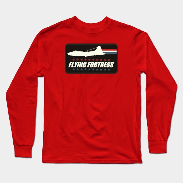B-17 Flying Fortress Patch Long Sleeve T-Shirt by Tailgunnerstudios
